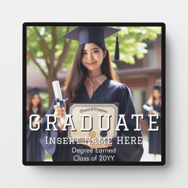 Personalized Elegant Keepsake Graduation Photo Plaque (Front)