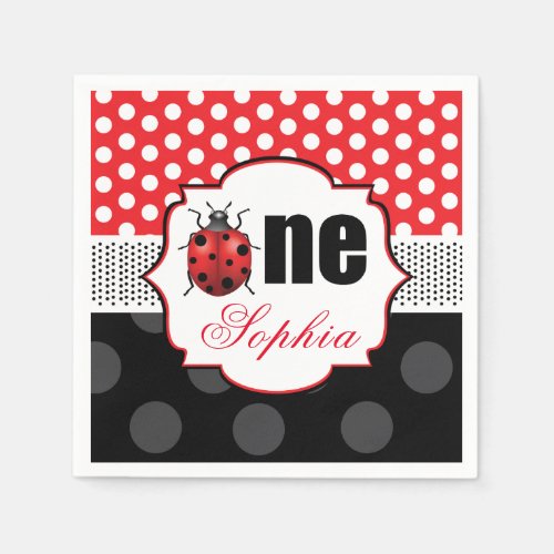 Personalized Elegant Ladybug First Birthday Napkins