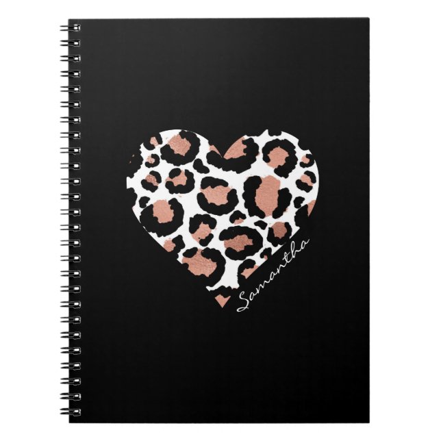 Personalized Elegant Leopard Pattern Heart  Notebook (Front)