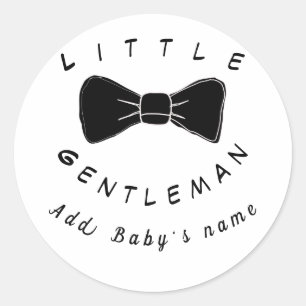 Personalized Elegant Little Gentleman Classic Round Sticker