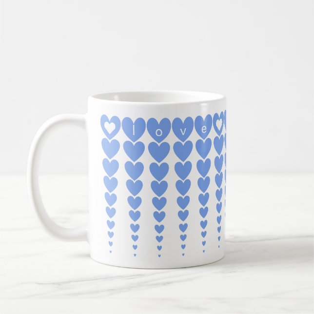 Personalized Elegant Love Hope Blue Hearts Tinsels Coffee Mug (Left)