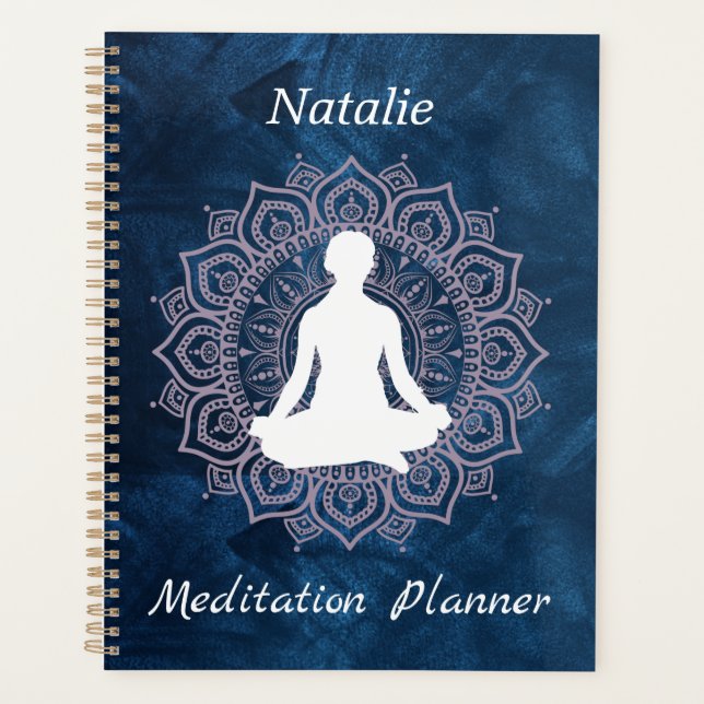 Personalized Elegant mandala blue meditation zen   Planner (Front)