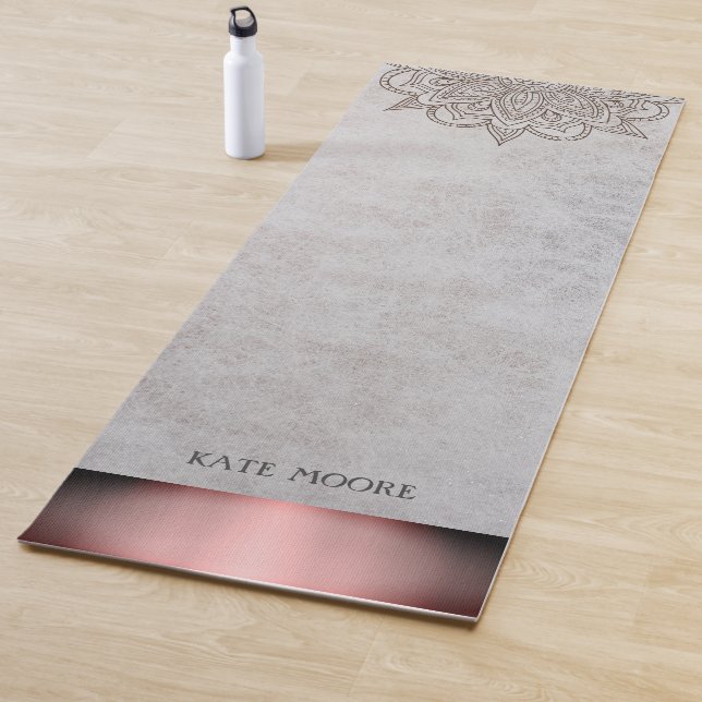 Personalized Elegant Mandala Rose Gold Metallic Yoga Mat (In Situ)