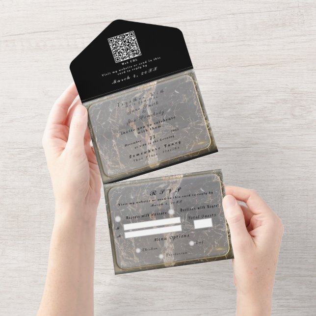 Personalized Elegant Marble All In One Invitation (Tearaway)