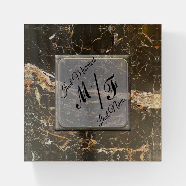 Personalized Elegant Marble Paperweight (Front)