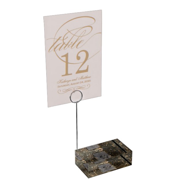 Personalized Elegant Marble Place Card Holder (Corner)