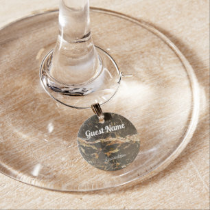 Personalized Elegant Marble Wine Charm
