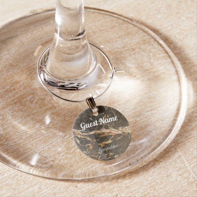 Personalized Elegant Marble Wine Charm (In Situ)