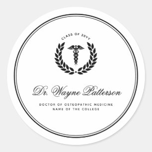 Personalized Elegant Medical School Graduation Classic Round Sticker
