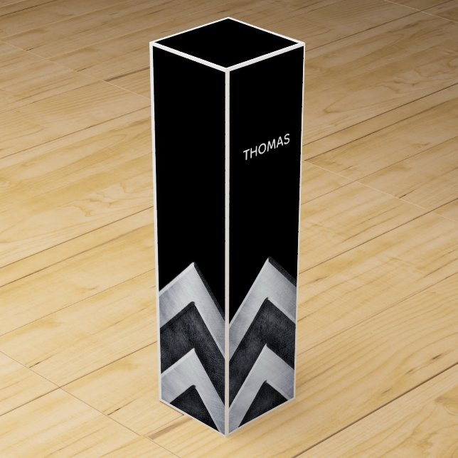 Personalized Elegant Metal Pattern Wine Box (Front)