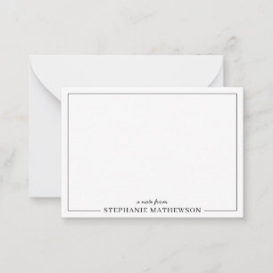 Personalized Elegant Minimal Black and White Note Card