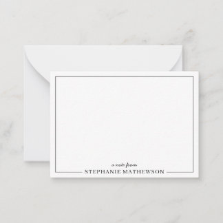 Personalized Elegant Minimal Black and White Note Card