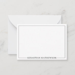 Personalized Elegant Minimal Black and White Note Card