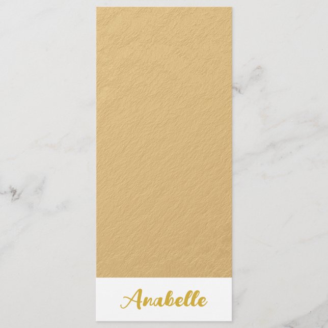 Personalized Elegant Minimalist Gold Bookmark (Front)