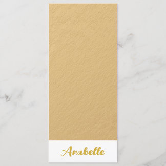 Personalized Elegant Minimalist Gold Bookmark