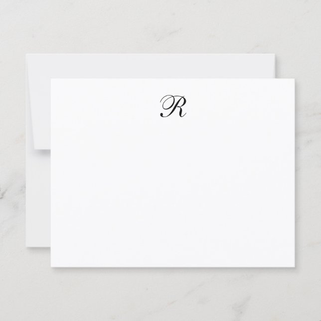 Personalized Elegant Minimalist Script Monogram Note Card (Front)
