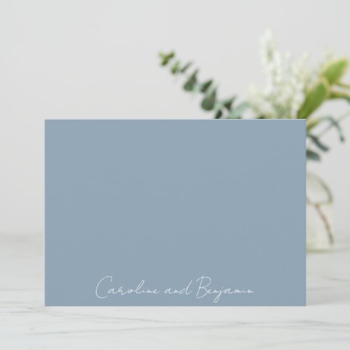 Personalized Elegant Minimalist Wedding Dusty Blue Thank You Card