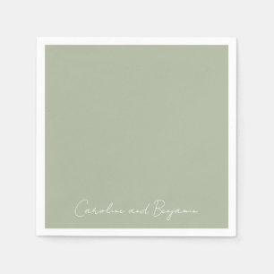 Personalized Elegant Minimalist Wedding Jade Green Napkins