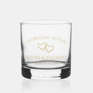 Personalized Elegant Modern 50th Anniversary Gift Whiskey Glass