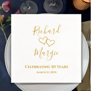 Personalized Elegant Modern 50th Anniversary Party Napkins