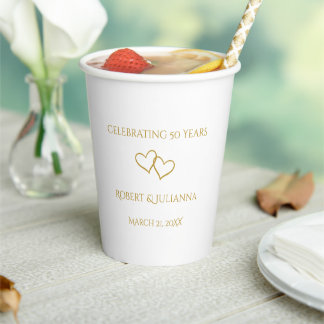 Personalized Elegant Modern 50th Anniversary Party Paper Cups