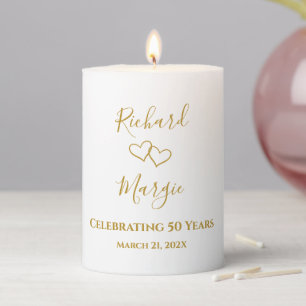 Personalized Elegant Modern 50th Anniversary Party Pillar Candle