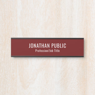 Personalized Elegant Modern Dark Red Template Door Sign