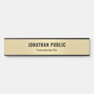 Personalized Elegant Modern Faux Gold Template Door Sign