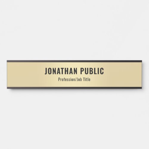 Personalized Elegant Modern Faux Gold Template Door Sign