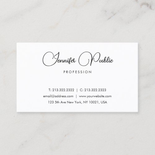 Personalized Elegant Modern Minimalist Typography Business Card