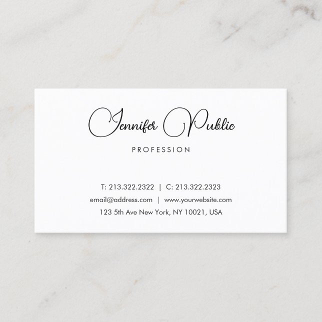Personalized Elegant Modern Minimalist Typography Business Card (Front)