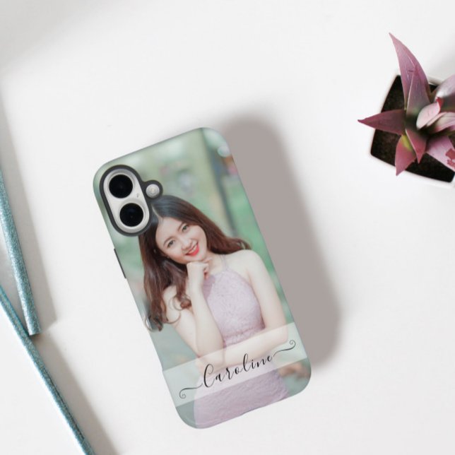 Personalized Elegant Modern Name & Photo Case-Mate iPhone Case (Creator Uploaded)
