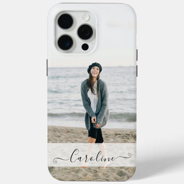 Personalized Elegant Modern Photo and Name Case-Mate iPhone Case (Back)