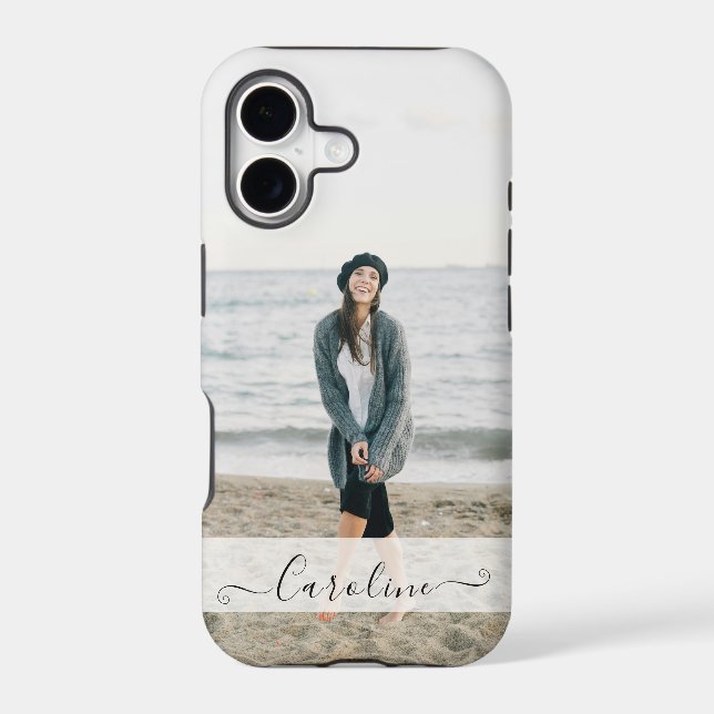 Personalized Elegant Modern Photo and Name Case-Mate iPhone Case (Back)