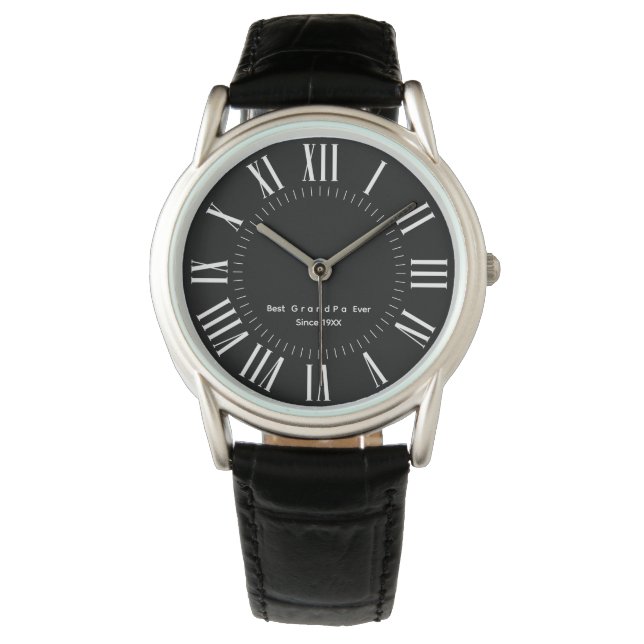 Personalized Elegant Modern Roman Numerals Watch (Front)