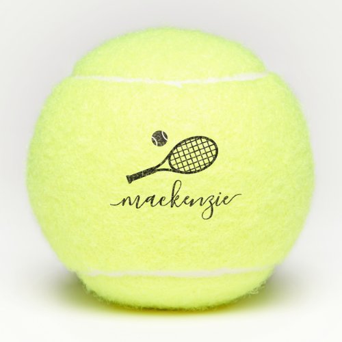 Personalized Elegant Modern Script Name  Tennis Balls
