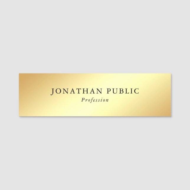 Personalized Elegant Modern Simple Template Gold Name Tag (Front)