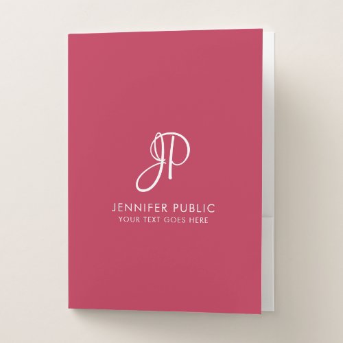 Personalized Elegant Modern Trend Color Monogram Pocket Folder