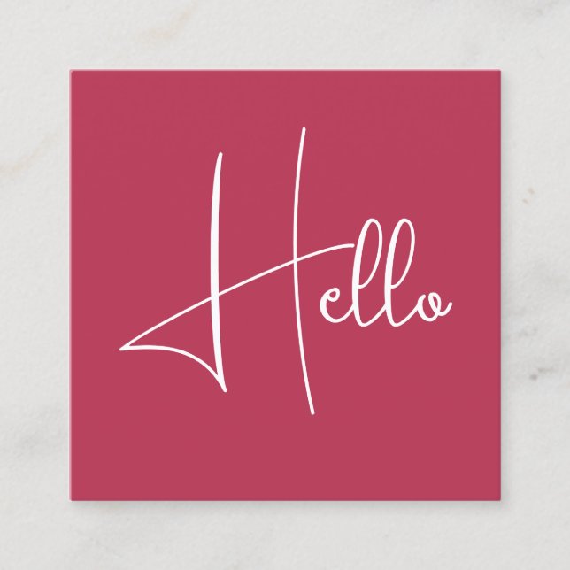 Personalized Elegant Modern Trendy Template Hello Square Business Card (Front)