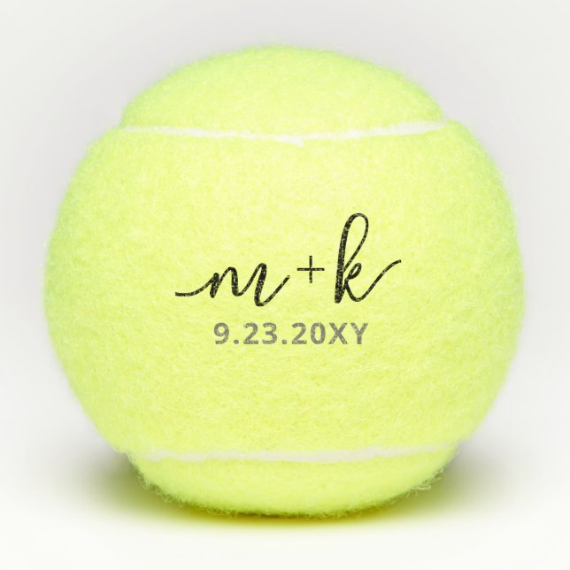 Personalized Elegant Modern Wedding Monogram Tennis Balls (Front)