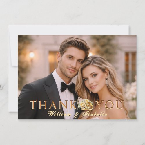 Personalized Elegant Modern Wedding Photo Thank You Card