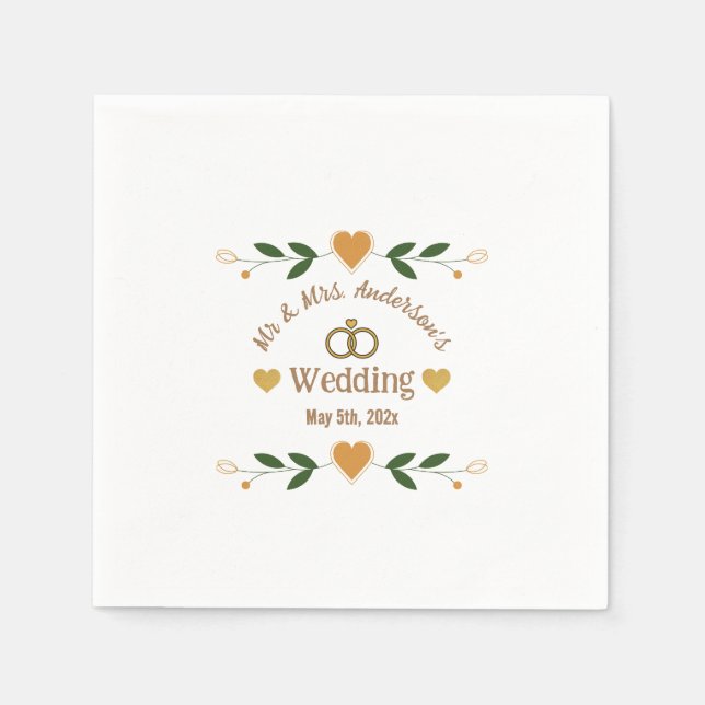 Personalized Elegant Modern White Wedding Party Napkins (Front)