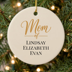 Personalized Elegant Mom Christmas Ceramic Ornament