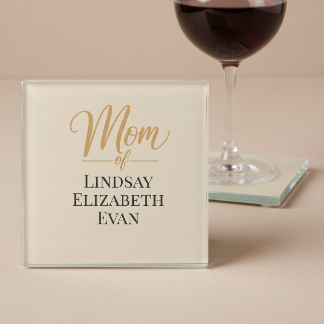 Personalized Elegant Mom Glass Coaster (Creator Uploaded)
