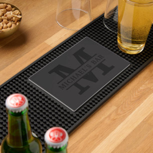 Personalized Elegant Monogram and Name Bar Mat