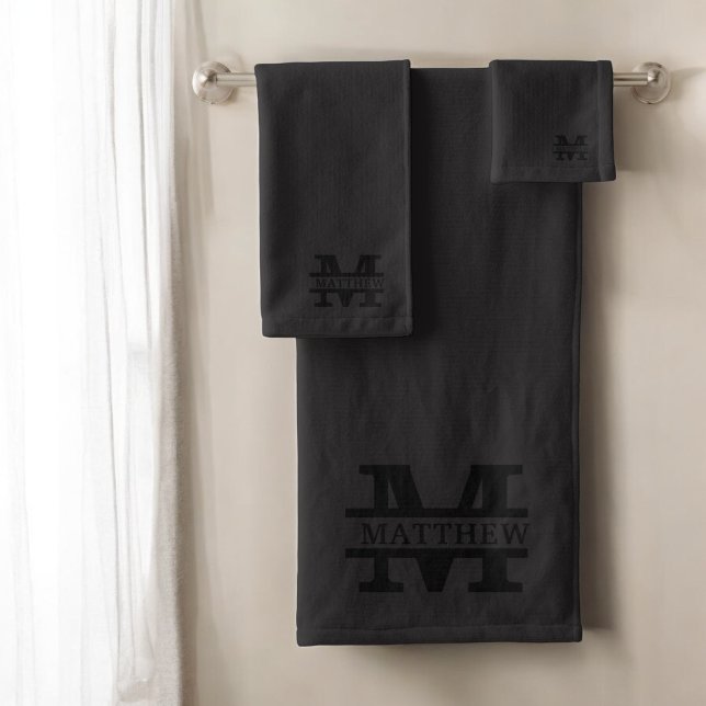 Personalized Elegant Monogram and Name Bath Towel Set (Creator Uploaded)