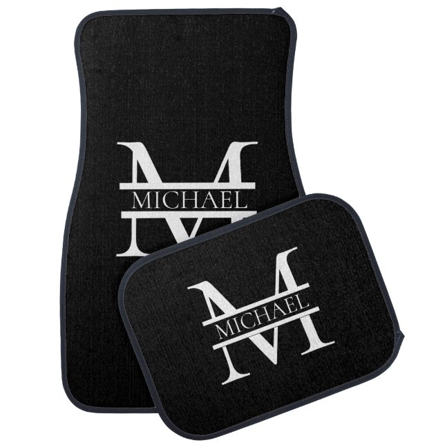 Personalized Elegant Monogram and Name Black Car Floor Mat (Set)