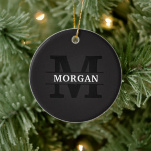 Personalized Elegant Monogram and Name Ceramic Ornament