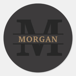 Personalized Elegant Monogram and Name Classic Round Sticker