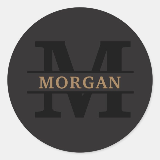 Personalized Elegant Monogram and Name Classic Round Sticker (Front)